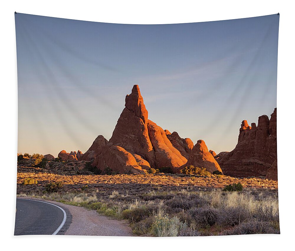 Arches National Park Tapestry featuring the photograph Sunrise in Arches national park #1 by Kunal Mehra