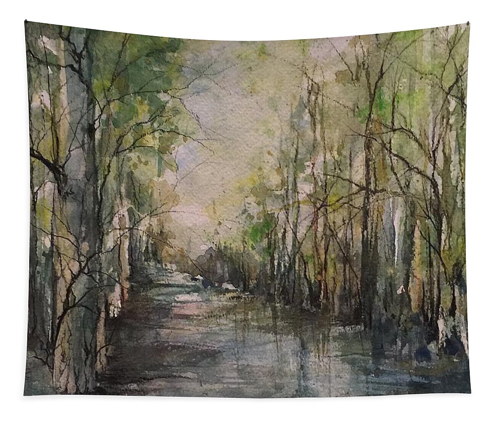 River Tapestry featuring the painting Bayou Liberty by Robin Miller-Bookhout