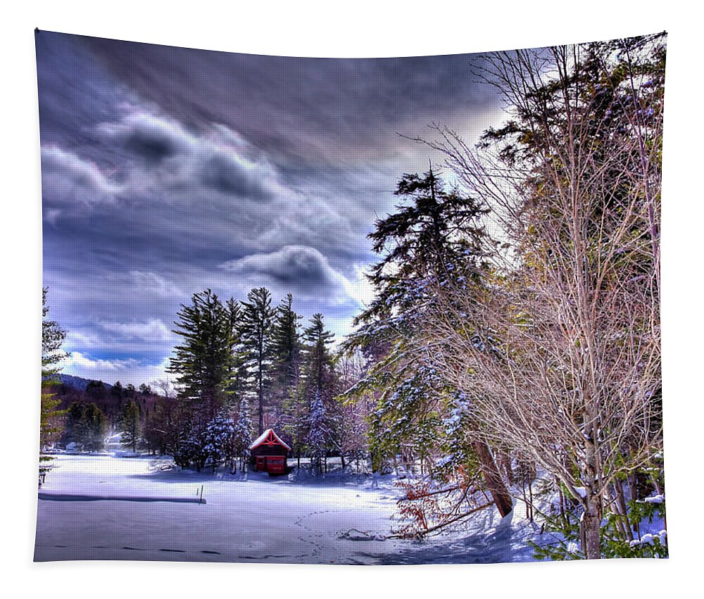 The Beaver Brook Boathouse Tapestry featuring the photograph The Beaver Brook Boathouse #1 by David Patterson