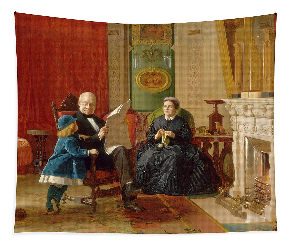 Eastman Johnson Tapestry featuring the painting The Brown Family #1 by Eastman Johnson