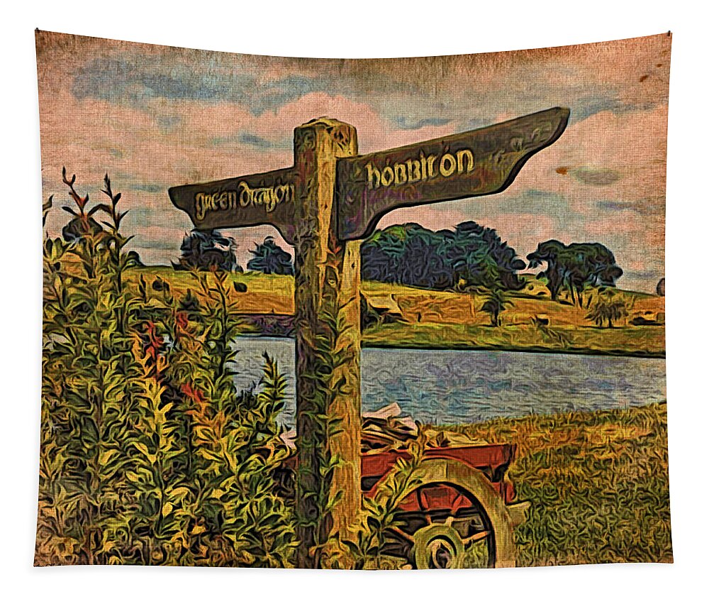 The Road To Hobbiton Tapestry featuring the digital art The Road to Hobbiton by Kathy Kelly