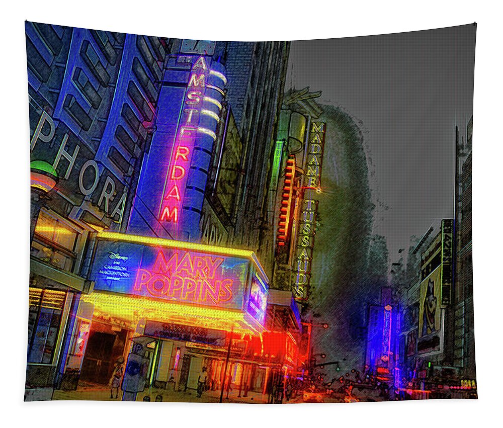 42nd Street Tapestry featuring the photograph Times Square #2 by Theodore Jones