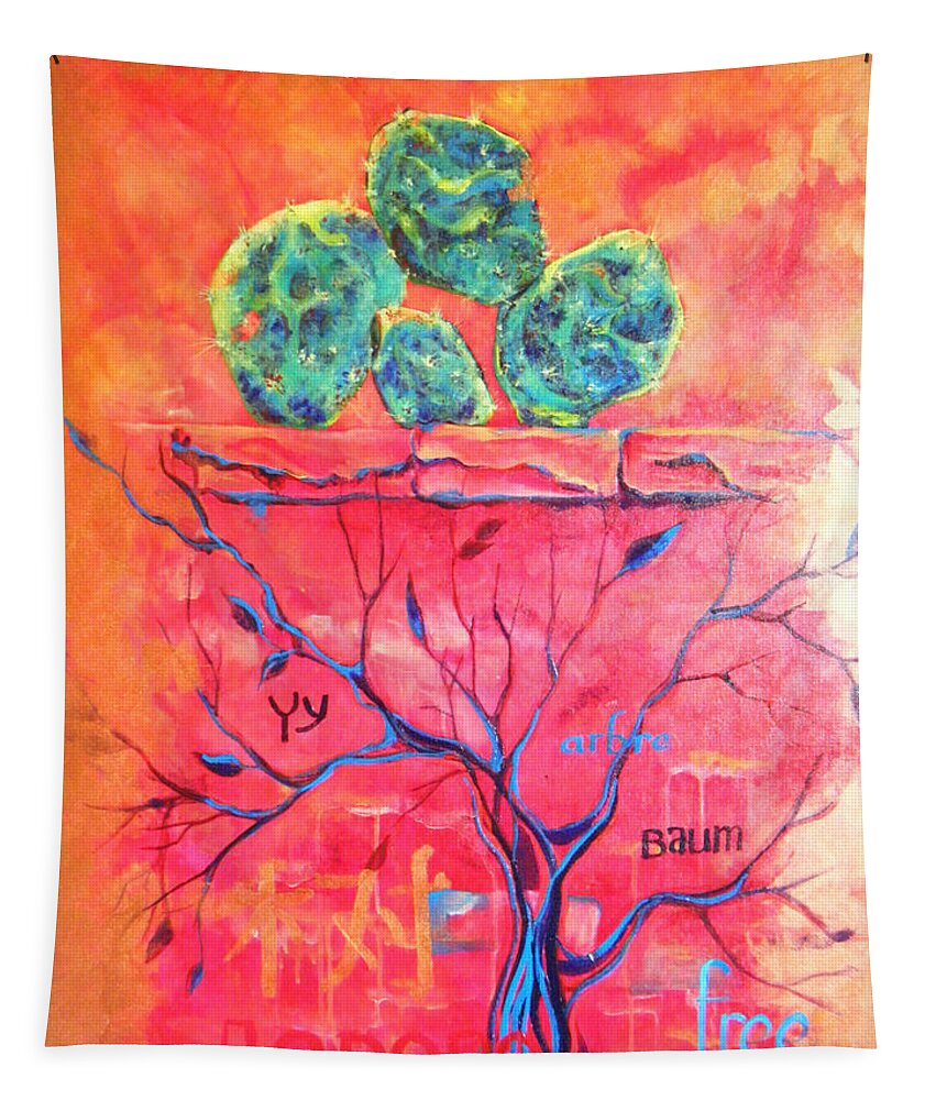 Acrylic Tapestry featuring the painting Tree Dawn painting in Acrylic #1 by Tamara Kulish