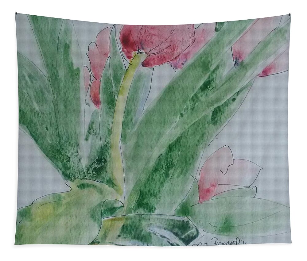 Tulips Tapestry featuring the painting Tulips by Sheila Romard