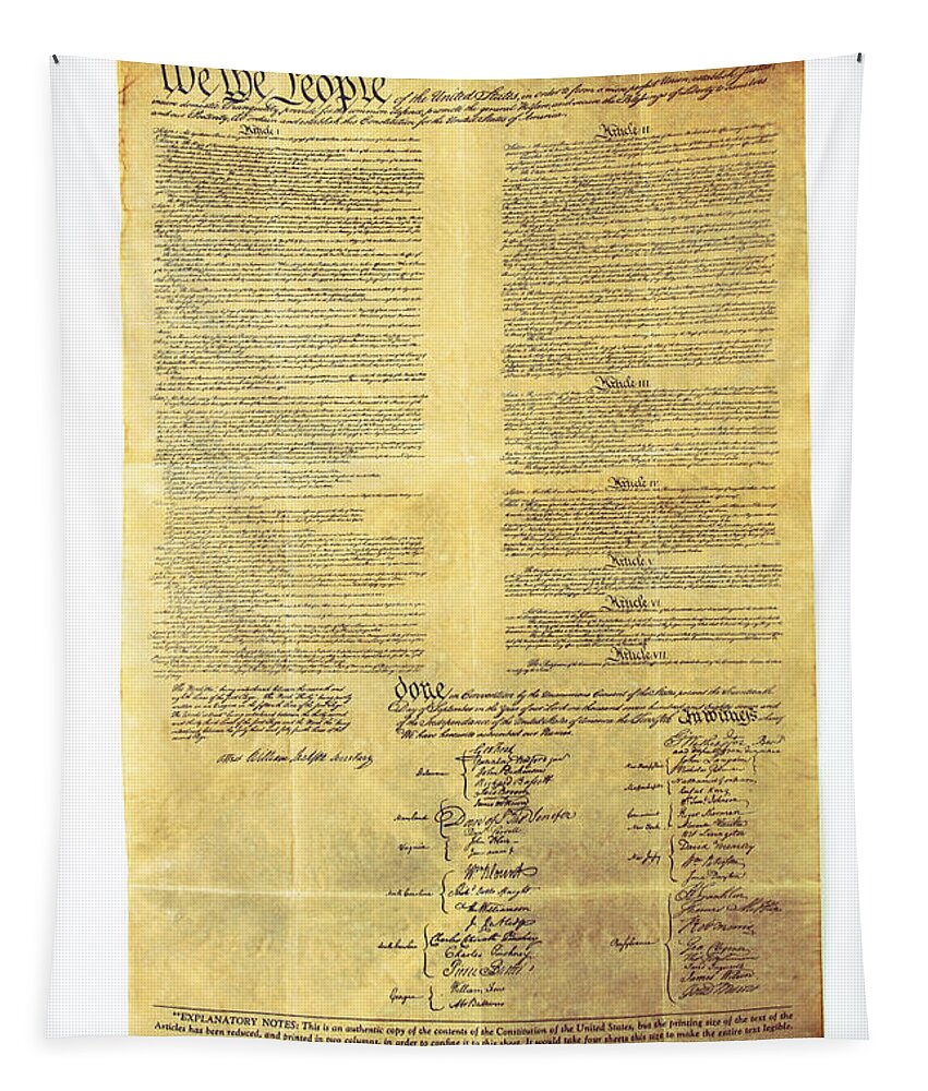 Constitution Tapestry featuring the photograph U.s Constitution #1 by Photo Researchers, Inc.