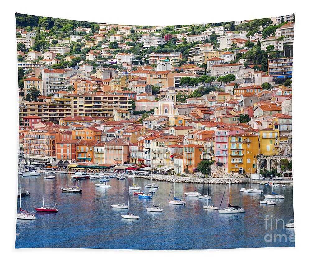 Villefranche-sur-mer Tapestry featuring the photograph Villefranche-sur-Mer view on French Riviera 4 by Elena Elisseeva