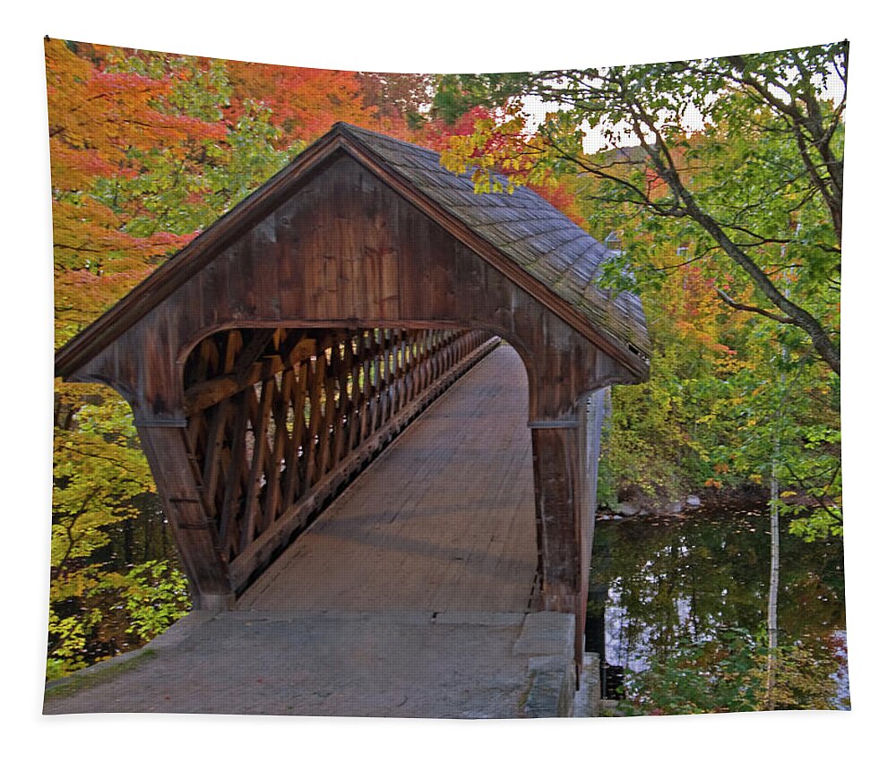new England Covered Bridges Tapestry featuring the photograph Welcoming Autumn #1 by Paul Mangold