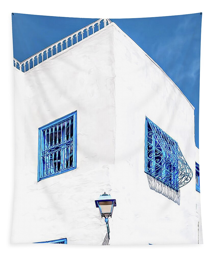 Africa Tapestry featuring the photograph White and Blue #1 by Maria Coulson