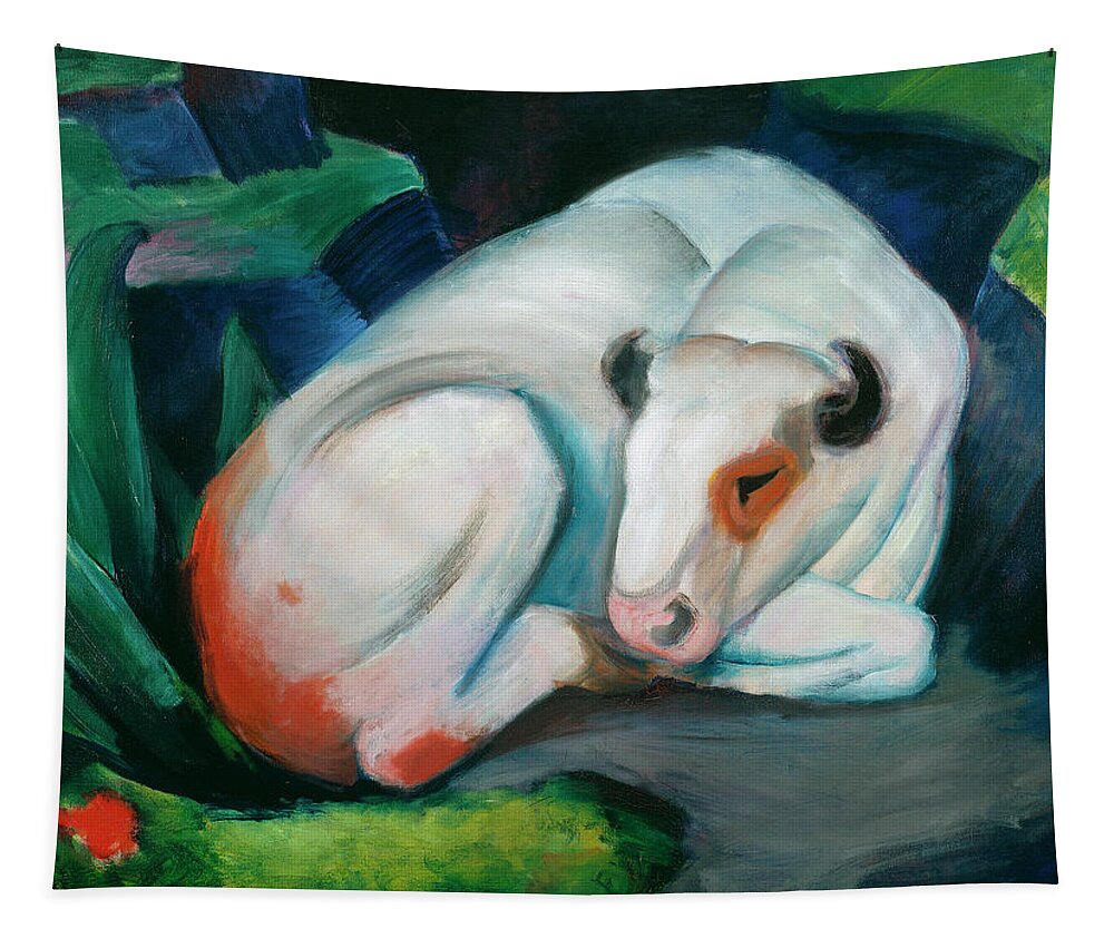 White Bull Tapestry featuring the painting White Bull #1 by Franz Marc