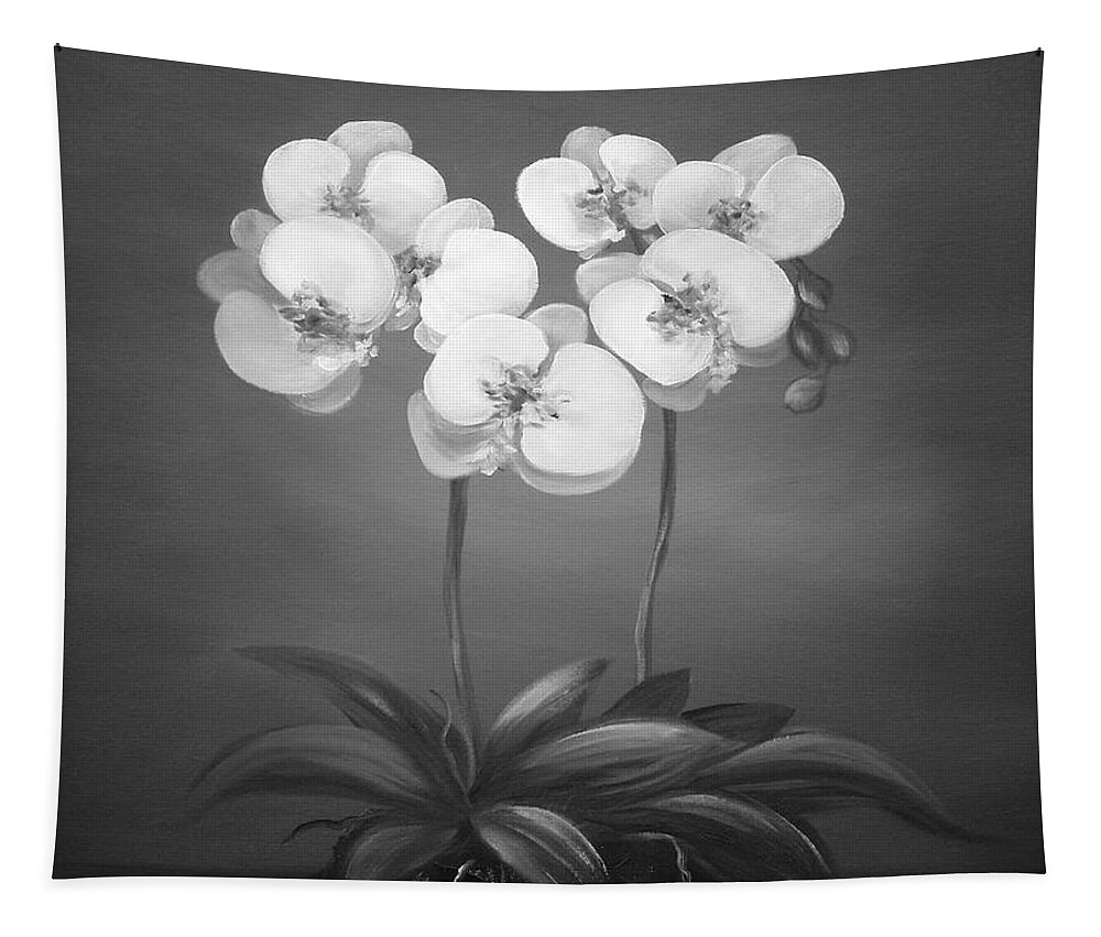 White Tapestry featuring the painting White Orchids #1 by Gina De Gorna