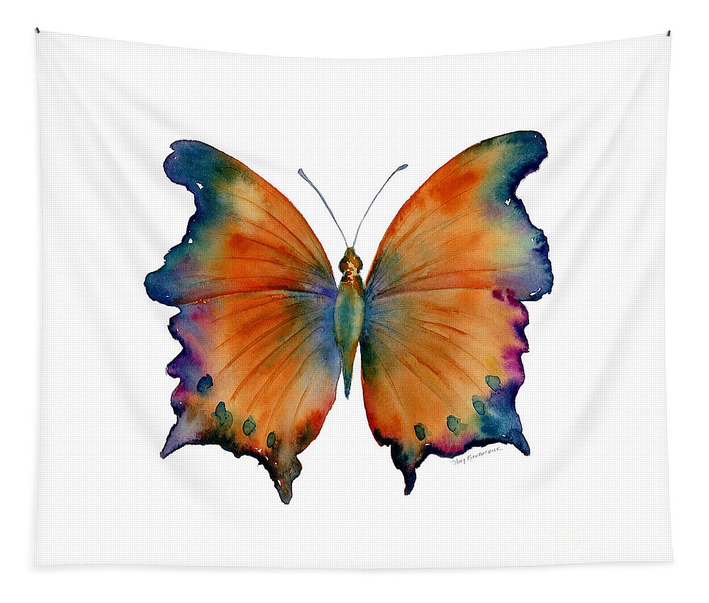 Wizard Butterfly Butterfly Butterflies Butterfly Print Butterfly Card Butterfly Cards Orange Orange And Blue Orange And Purple Orange Butterfly Nature Wings Winged Insect Nature Watercolor Butterflies Watercolor Butterfly Watercolor Moth Orange Butterfly Face Mask Tapestry featuring the painting 1 Wizard Butterfly by Amy Kirkpatrick
