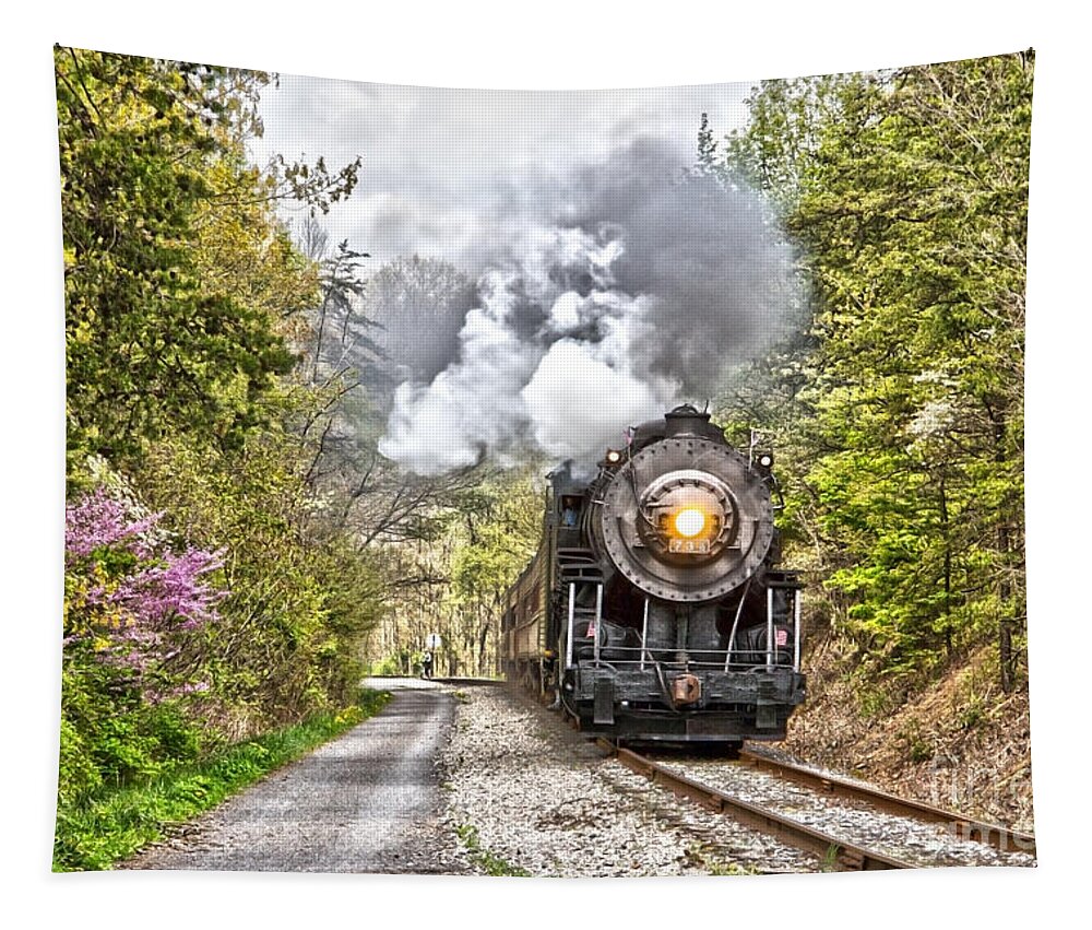 Wmsr Tapestry featuring the photograph WMSR Steam Engine 734 by Jeannette Hunt