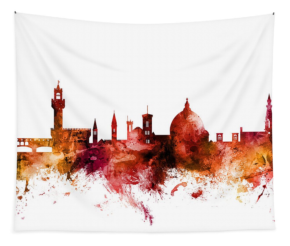 Florence Tapestry featuring the digital art Florence Italy Skyline by Michael Tompsett