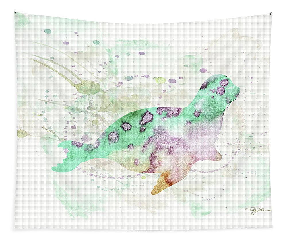 Seal Tapestry featuring the digital art 10959 Sea Lion by Pamela Williams