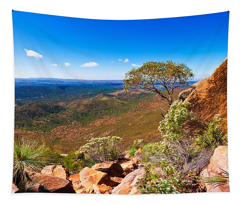 Wilpena Pound Flinders Ranges South Australia Australian Landscape Landscapes Outback Beautiful Sunny Day Tapestry featuring the photograph Wilpena Pound #11 by Bill Robinson
