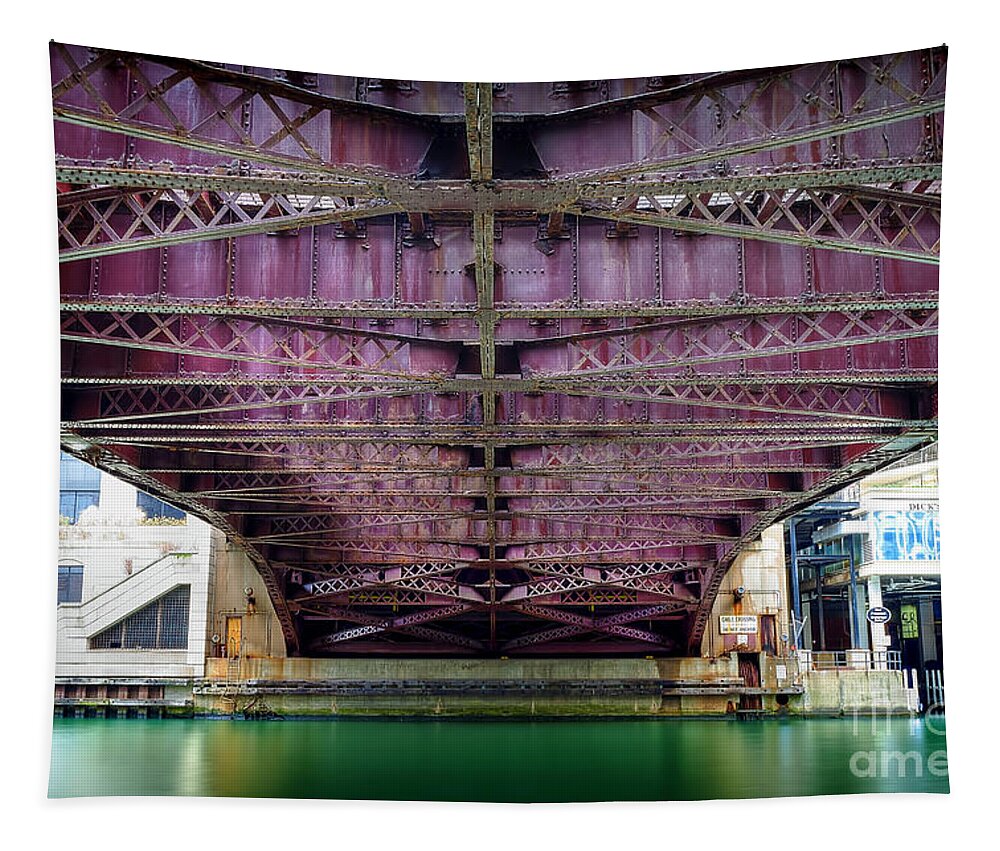 Chicago Tapestry featuring the photograph 1136 Under the Dearborn Street Bridge by Steve Sturgill