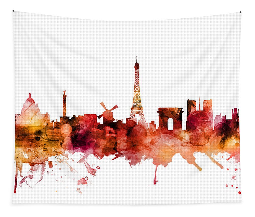 Paris Tapestry featuring the digital art Paris France Skyline #14 by Michael Tompsett