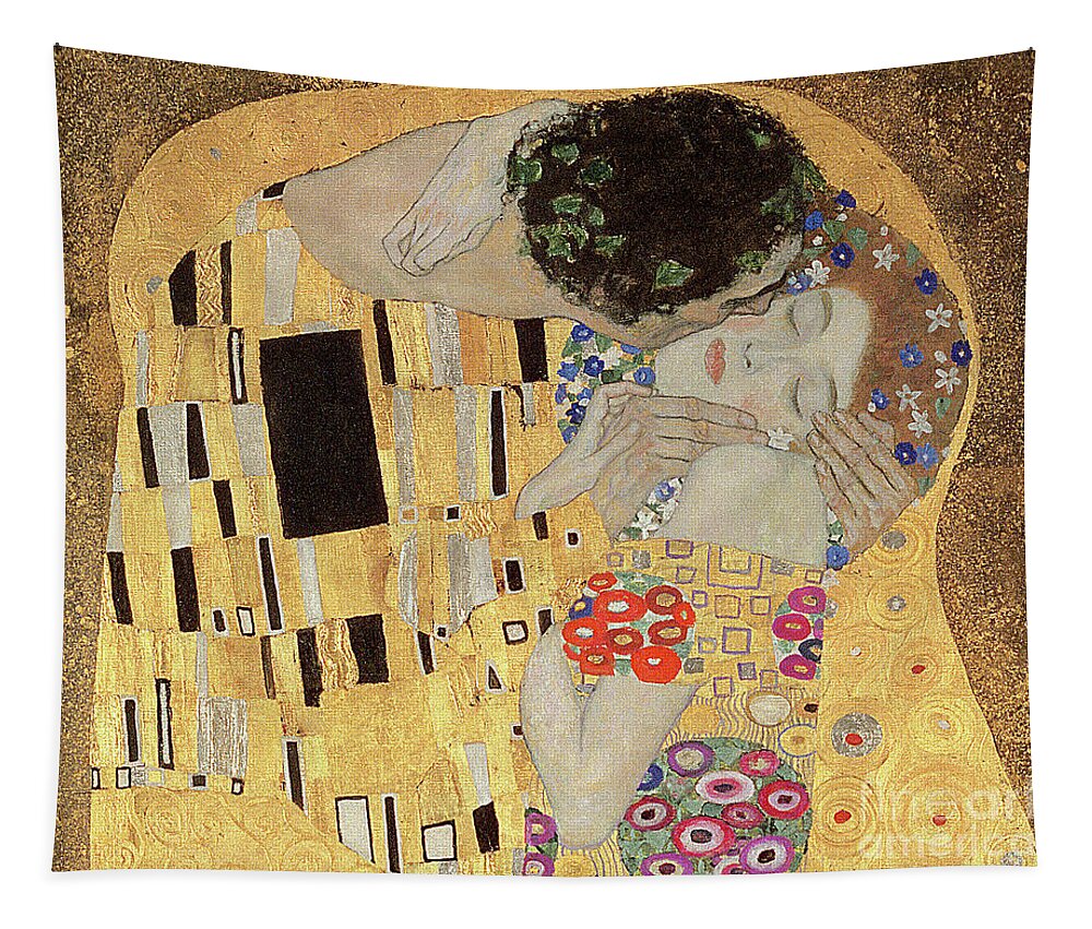 Klimt Tapestry featuring the painting The Kiss by Gustav Klimt