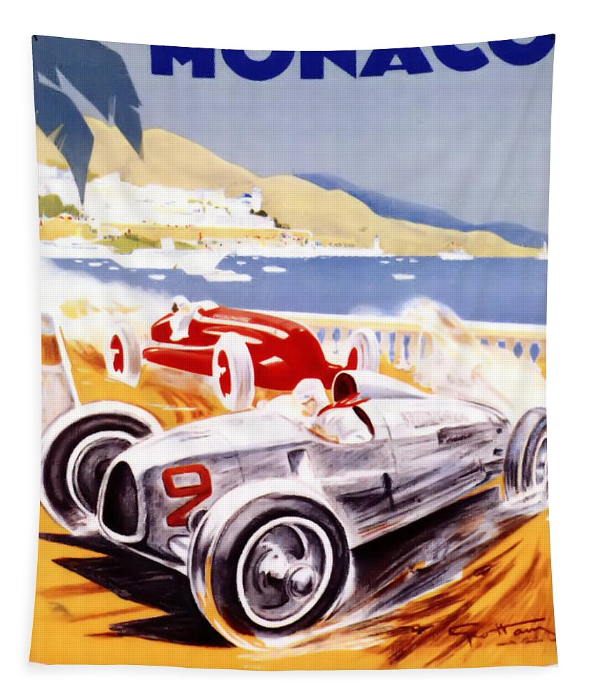 F1 Tapestry featuring the digital art 1936 F1 Monaco Grand Prix by Georgia Fowler