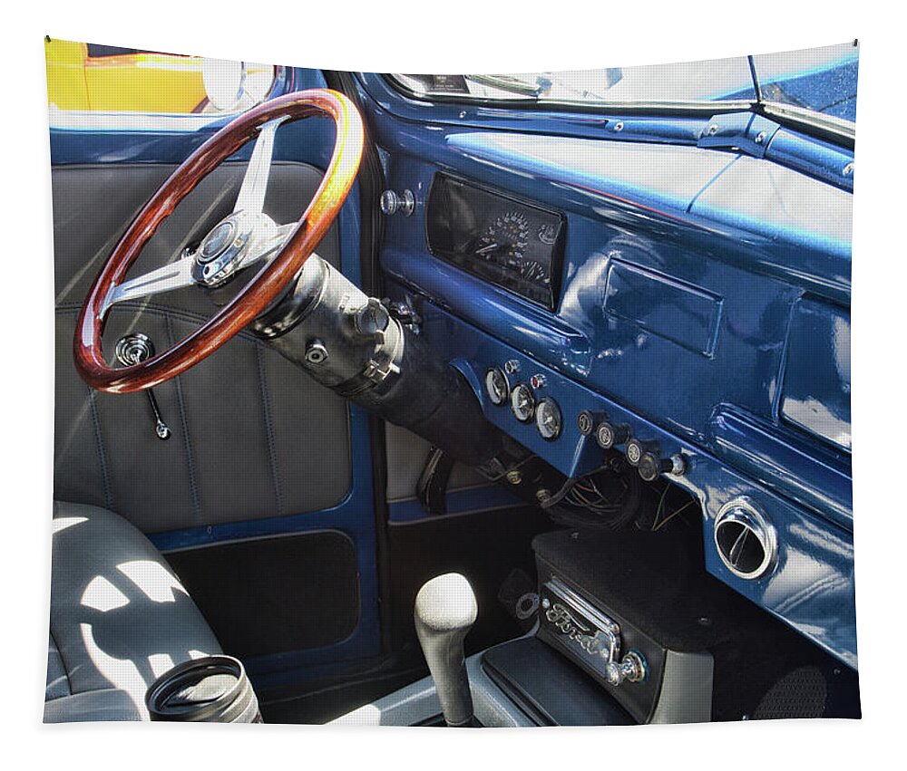 Vehicle Tapestry featuring the photograph 1940 Ford Truck Interior by Alana Thrower