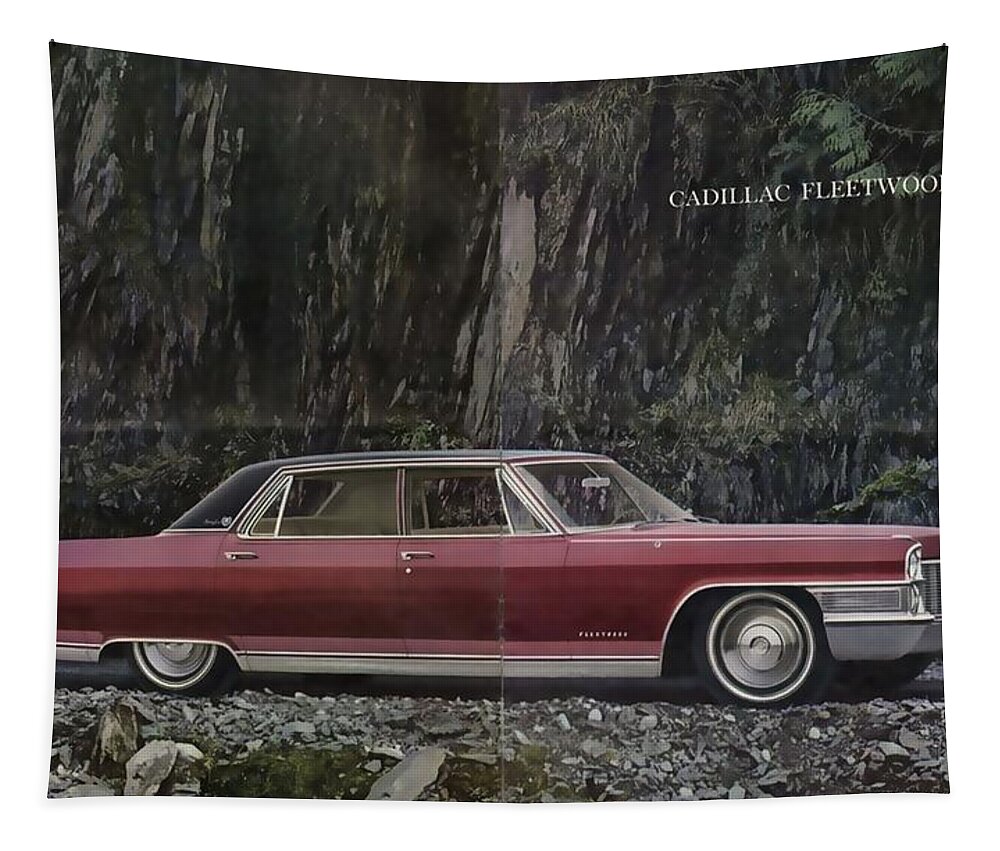 The Deville Was Redesigned For 1965 But Rode On The Same 129.5-inch (3 Tapestry featuring the photograph 1965 Cadillac de Ville by Vintage Collectables