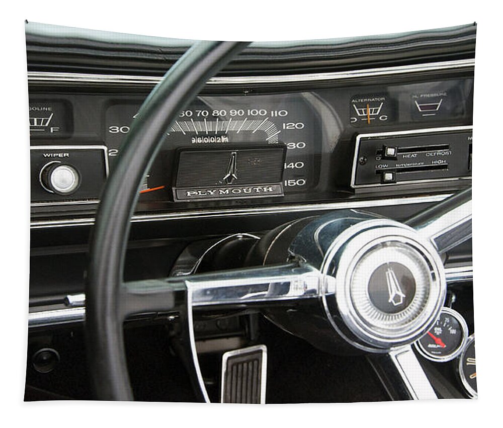 1966 Plymouth Satellite Dash Tapestry featuring the photograph 1966 Plymouth Satellite Dash by Glenn Gordon