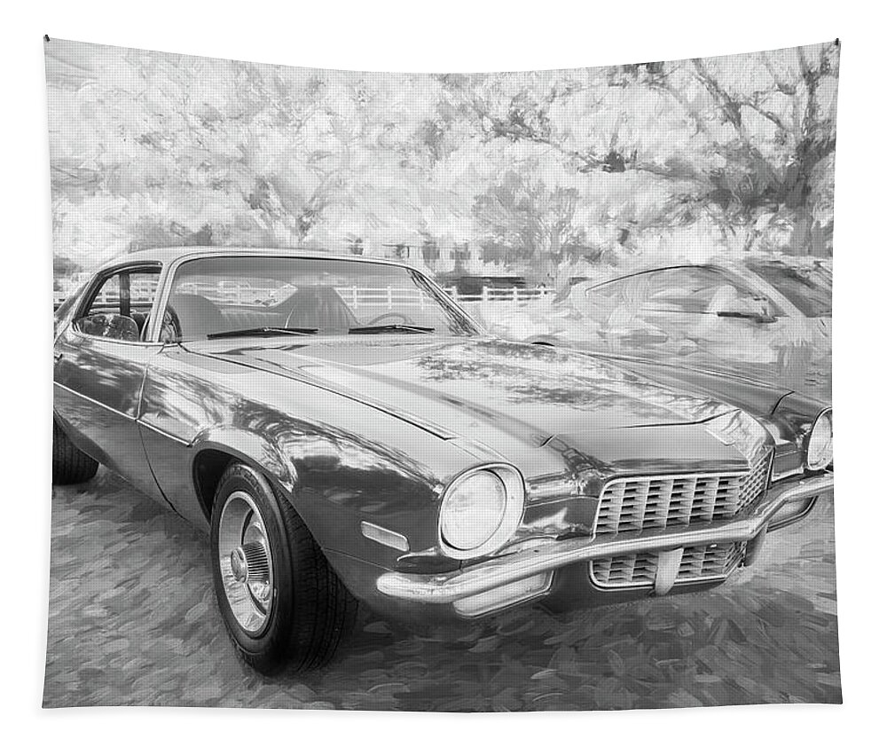 1971 Chevrolet Camaro Tapestry featuring the photograph 1971 Chevrolet Camaro BW c129 by Rich Franco