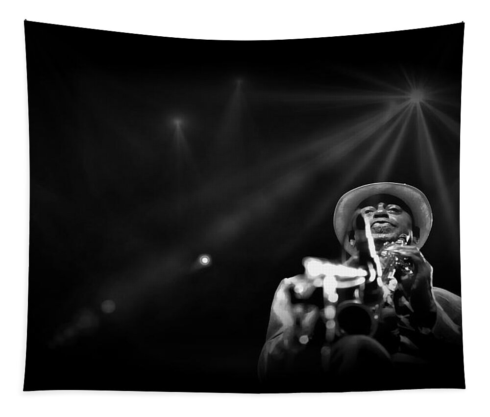 Jazz Tapestry featuring the photograph Jazzman Archie Shepp by Jean Francois Gil