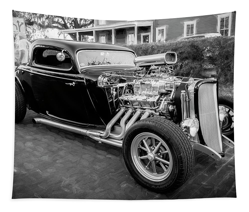 1934 Ford Tapestry featuring the photograph 1934 Ford Hot Rod Coupe BW #2 by Rich Franco