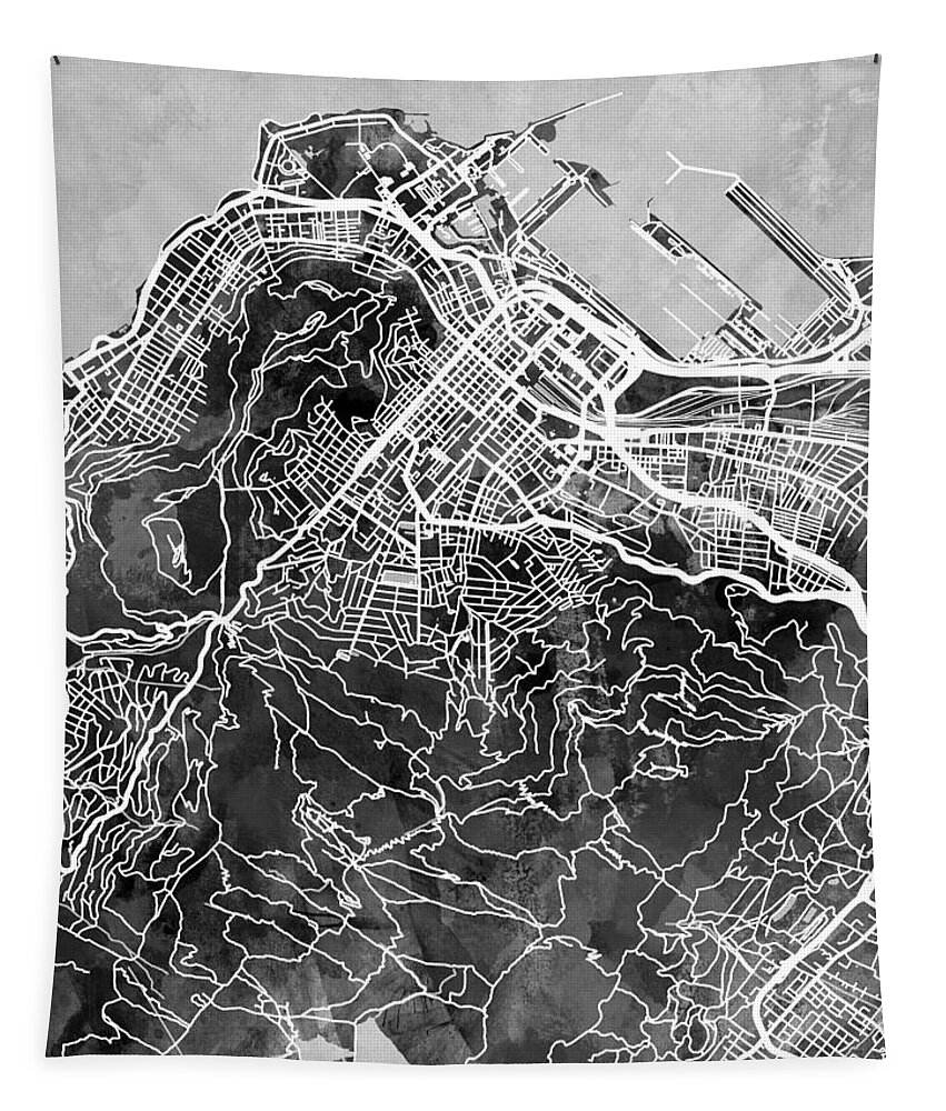 Cape Town Tapestry featuring the digital art Cape Town South Africa City Street Map #2 by Michael Tompsett