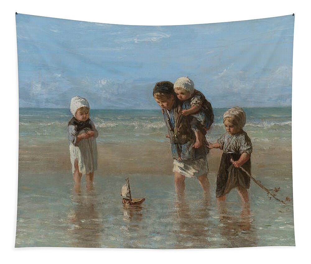 Jozef Israels Tapestry featuring the painting Children of the Sea #4 by Jozef Israels