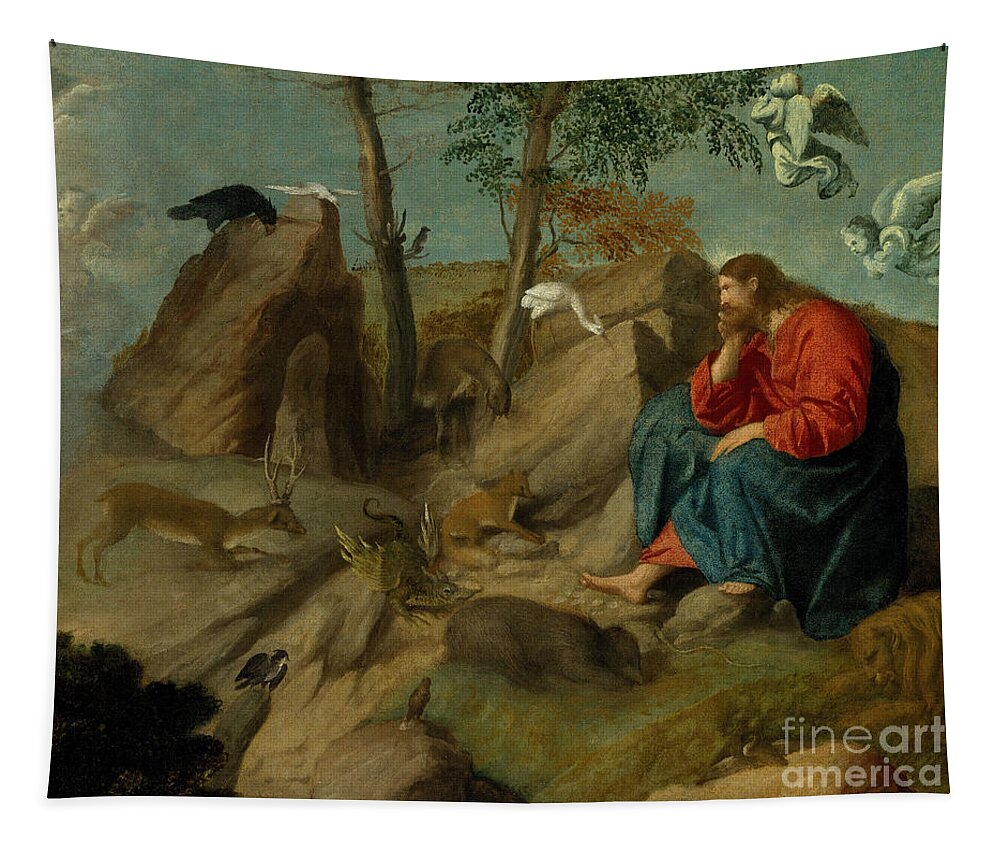 Brescia Tapestry featuring the painting Christ in the Wilderness by Moretto da Brescia