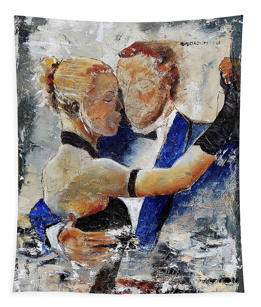 Dance Tapestry featuring the painting Dancing tango #1 by Pol Ledent