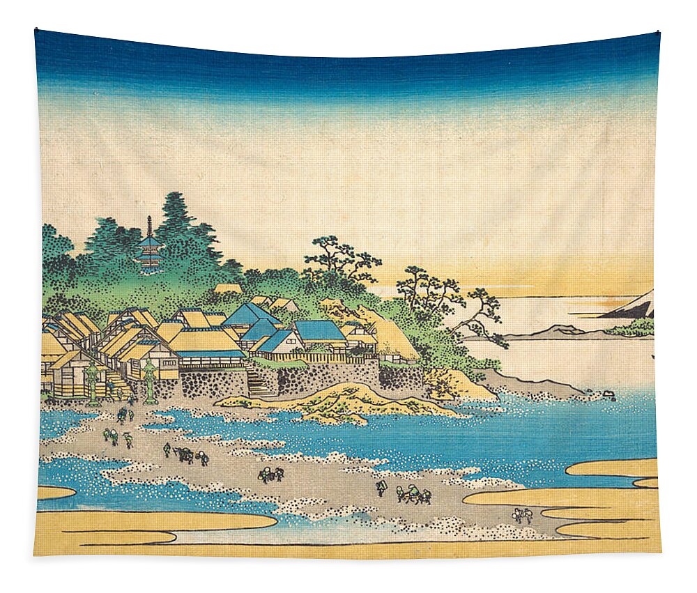 Asia Tapestry featuring the painting Enoshima in Sagami Province #2 by Katsushika Hokusai