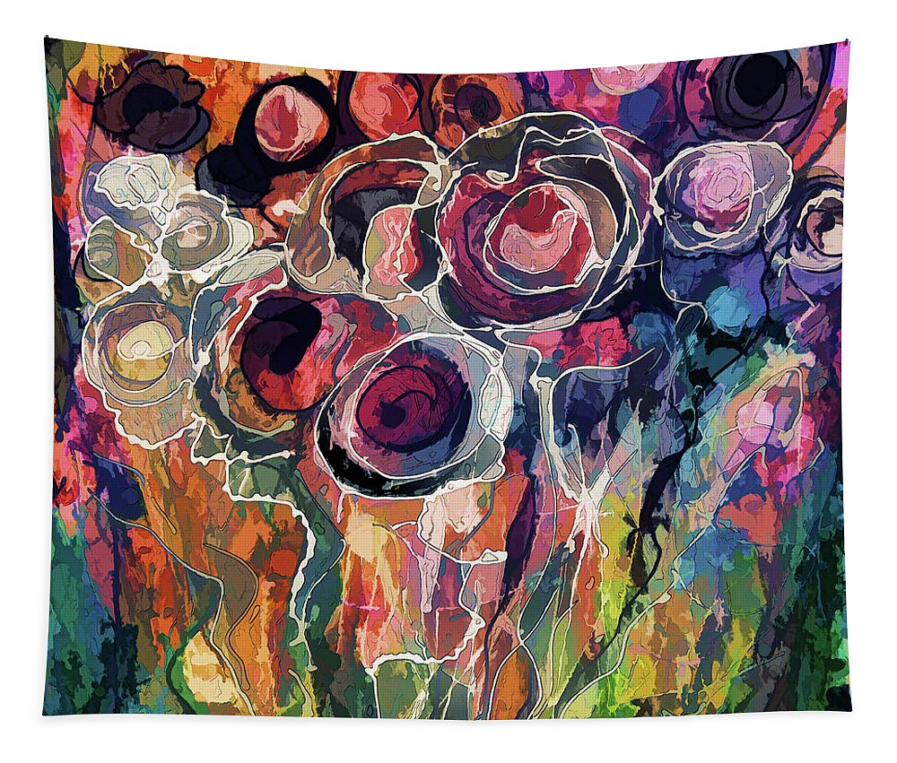 Modern Tapestry featuring the digital art Floral Abstract by OLena Art