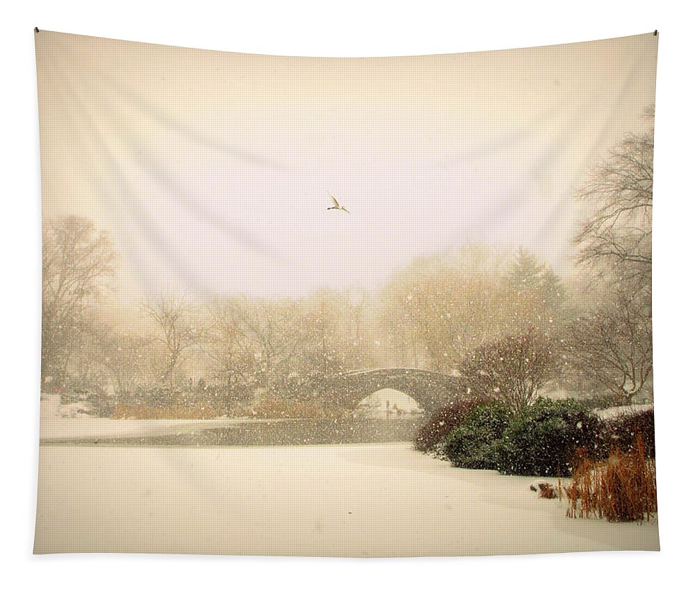 Gapstow Bridge Tapestry featuring the photograph Gapstow Glow by Jessica Jenney