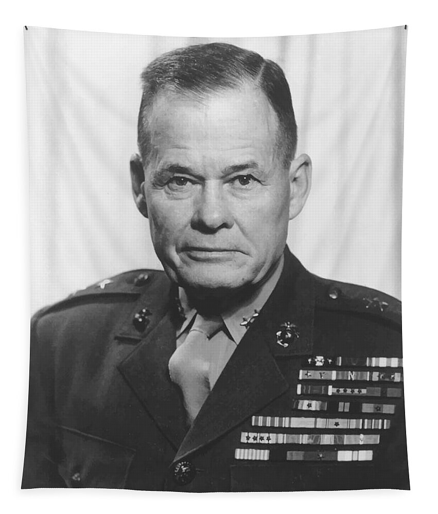 Chesty Puller Tapestry featuring the painting General Lewis Chesty Puller by War Is Hell Store