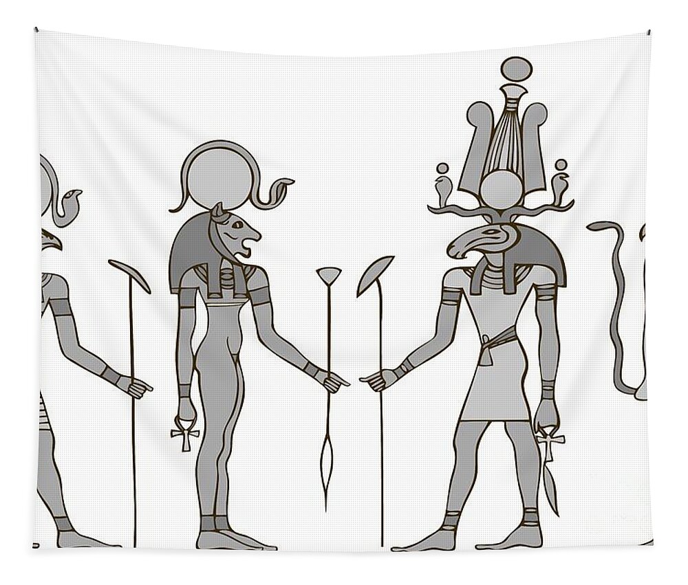 Apis Tapestry featuring the digital art Gods of ancient Egypt #2 by Michal Boubin