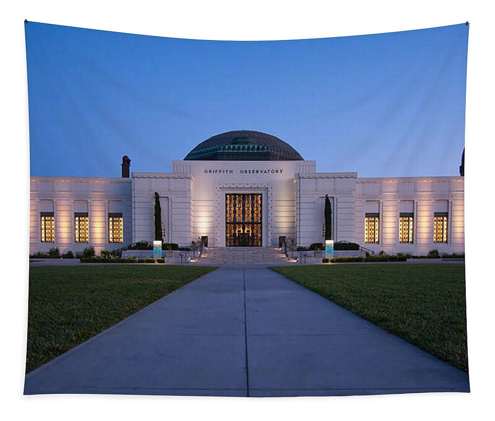 3scape Tapestry featuring the photograph Griffith Observatory #2 by Adam Romanowicz