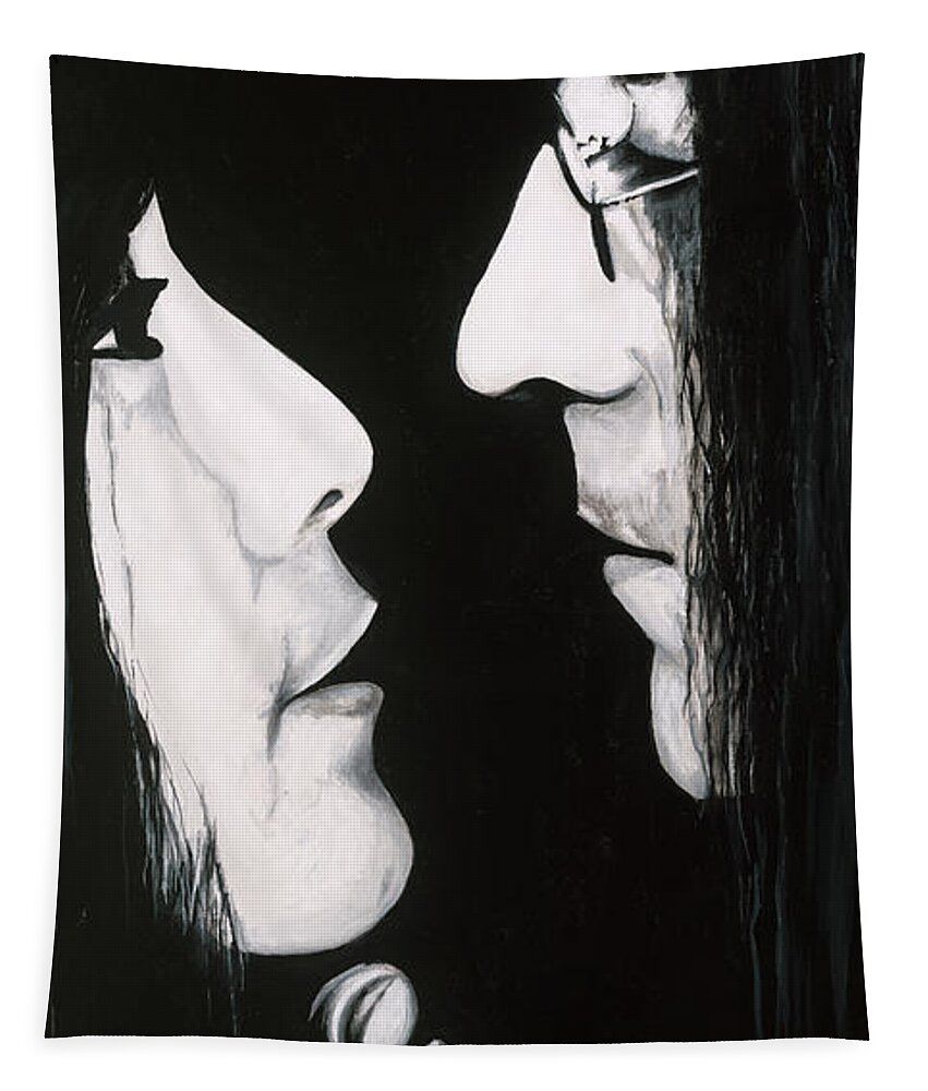 Lennon And Yoko Ono Tapestry featuring the painting Lennon and Yoko by Ashley Lane