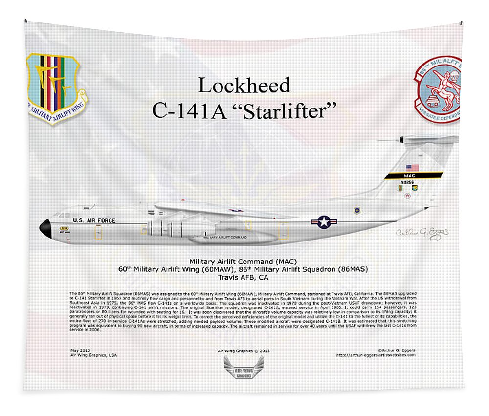 Lockheed Tapestry featuring the digital art Lockheed C-141A Starlifter #2 by Arthur Eggers