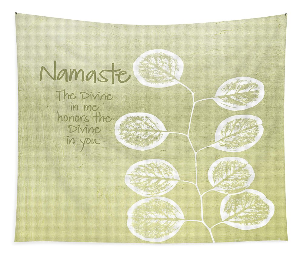 Namaste Tapestry featuring the mixed media Namaste by Linda Woods