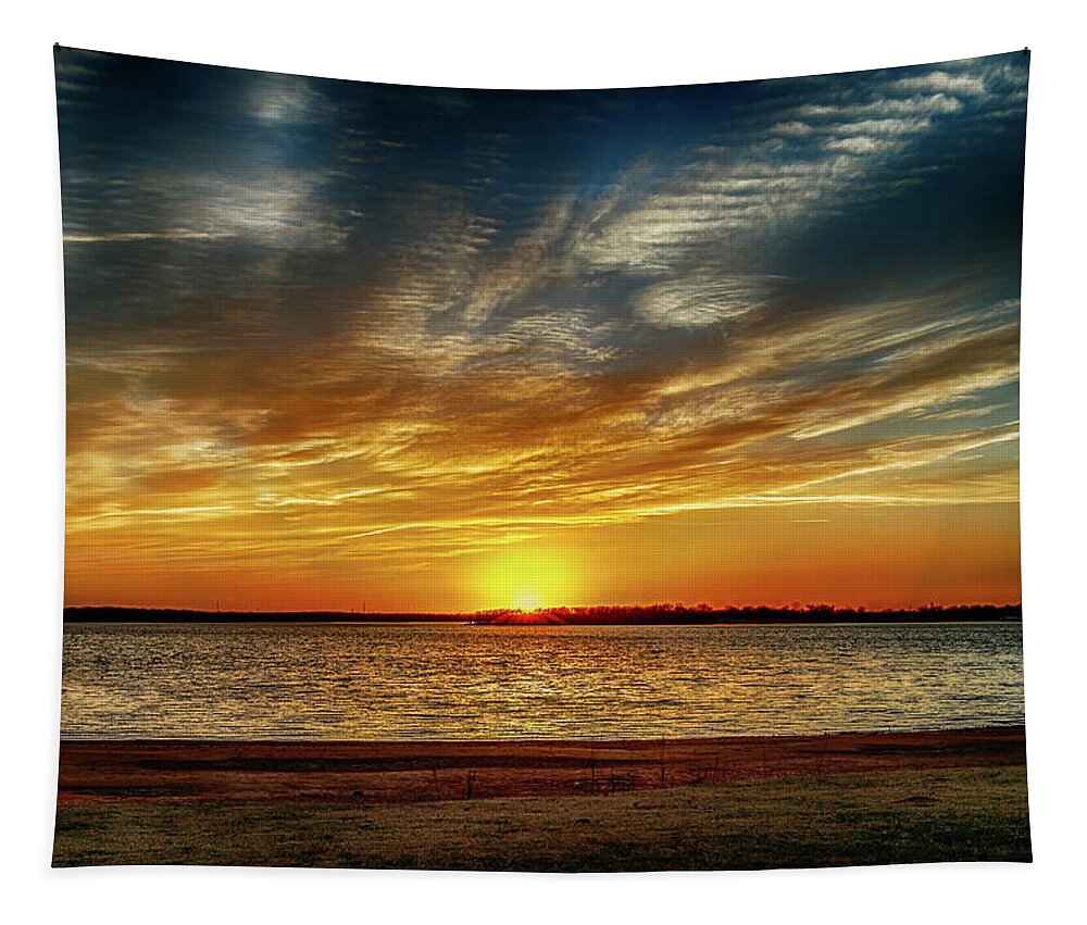 Horizontal Tapestry featuring the photograph Oklahoma Sunset #2 by Doug Long