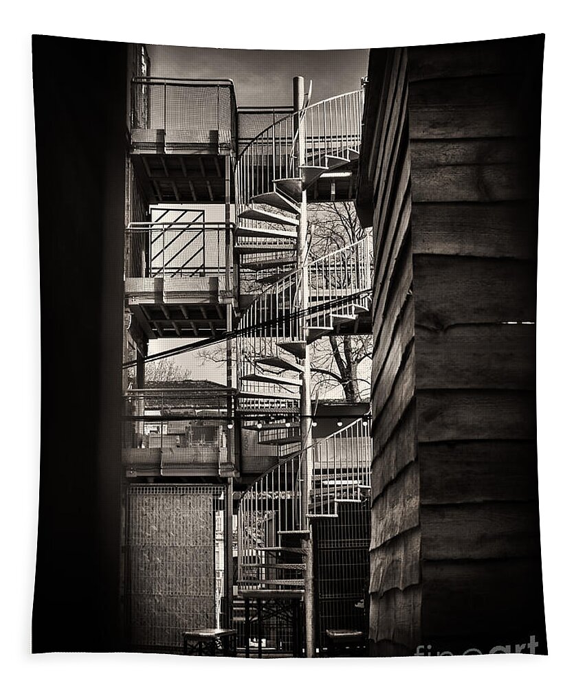 Brixton Tapestry featuring the photograph Pop Brixton - spiral staircase - industrial style #2 by Lenny Carter