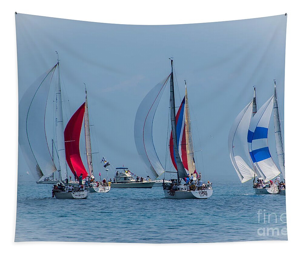 Sailboats Tapestry featuring the photograph Port Huron to Mackinac Race 2015 #2 by Ronald Grogan