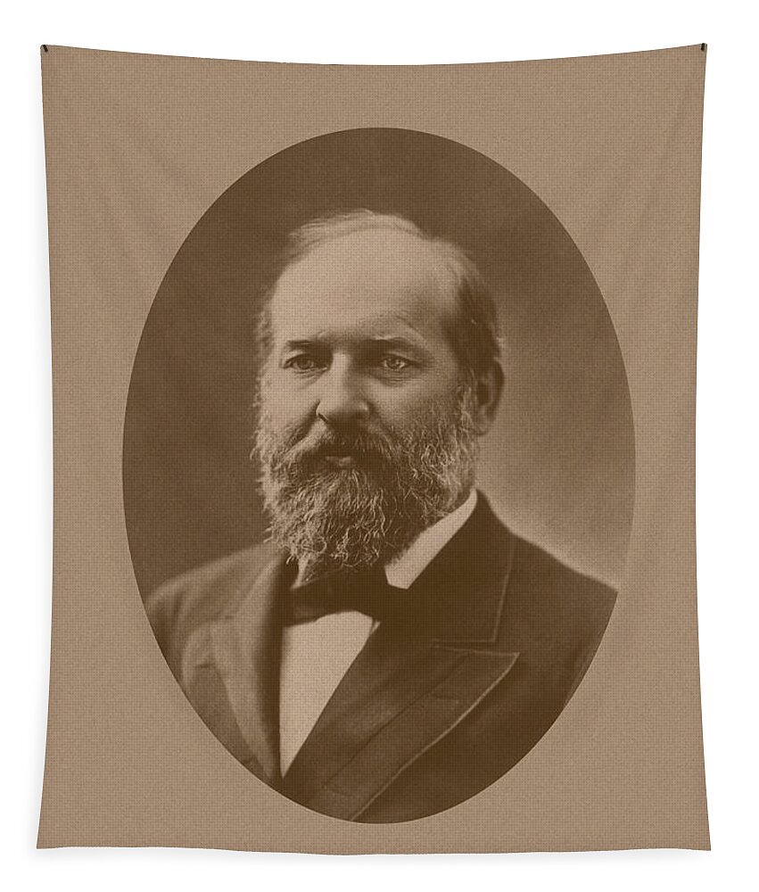 James Garfield Tapestry featuring the photograph President James Garfield - Two by War Is Hell Store