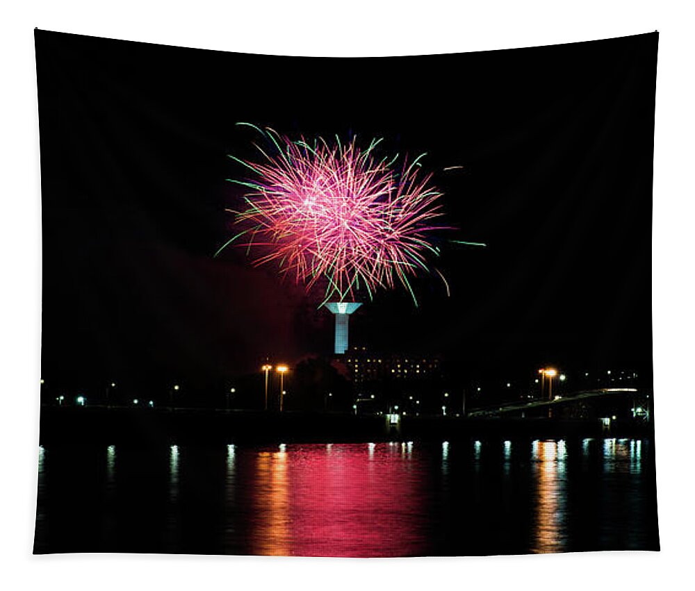 Alabama Tapestry featuring the photograph Quad Cities Memorial Day Fireworks #4 by James-Allen