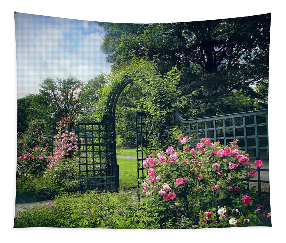 New York Botanical Garden Tapestry featuring the photograph Rose Garden Gate #2 by Jessica Jenney