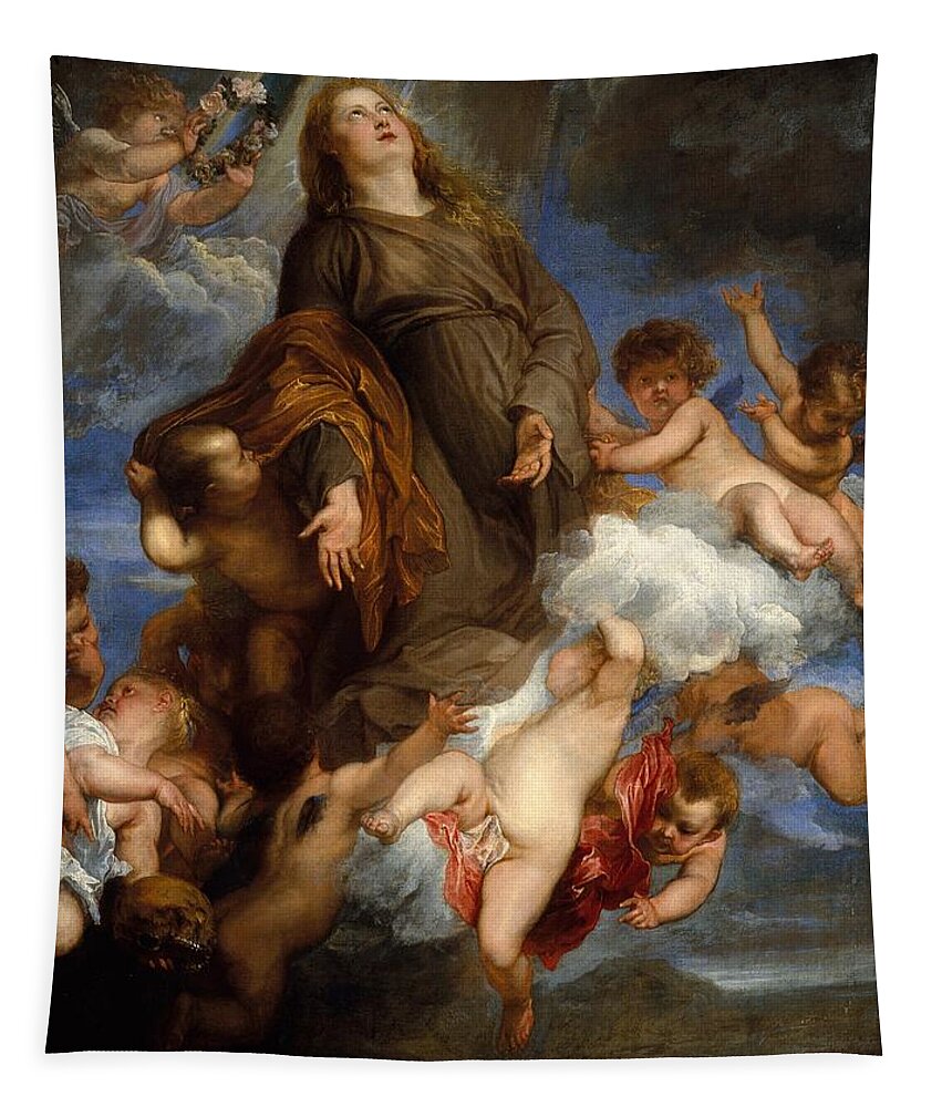 Anthony Van Dyck Tapestry featuring the painting Saint Rosalie Interceding for the Plague-stricken of Palermo #4 by Anthony van Dyck
