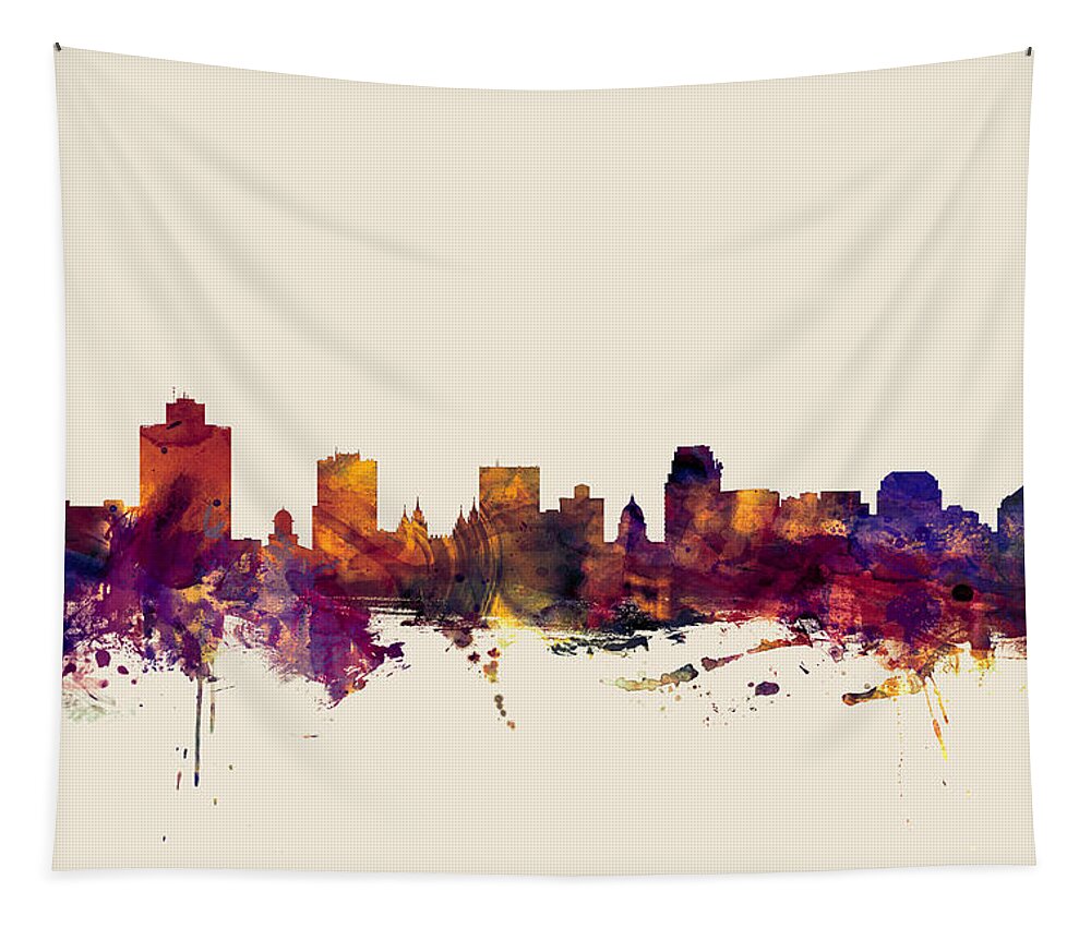 United States Tapestry featuring the digital art Salt Lake City Skyline by Michael Tompsett